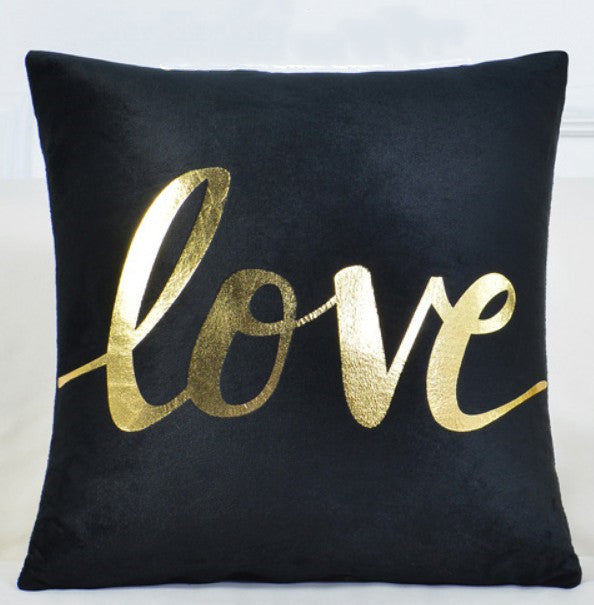 Luxe Love Velvet Black & Gold Heart Sofa Cushion Cove