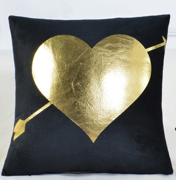 Luxe Love Velvet Black & Gold Heart Sofa Cushion Cove