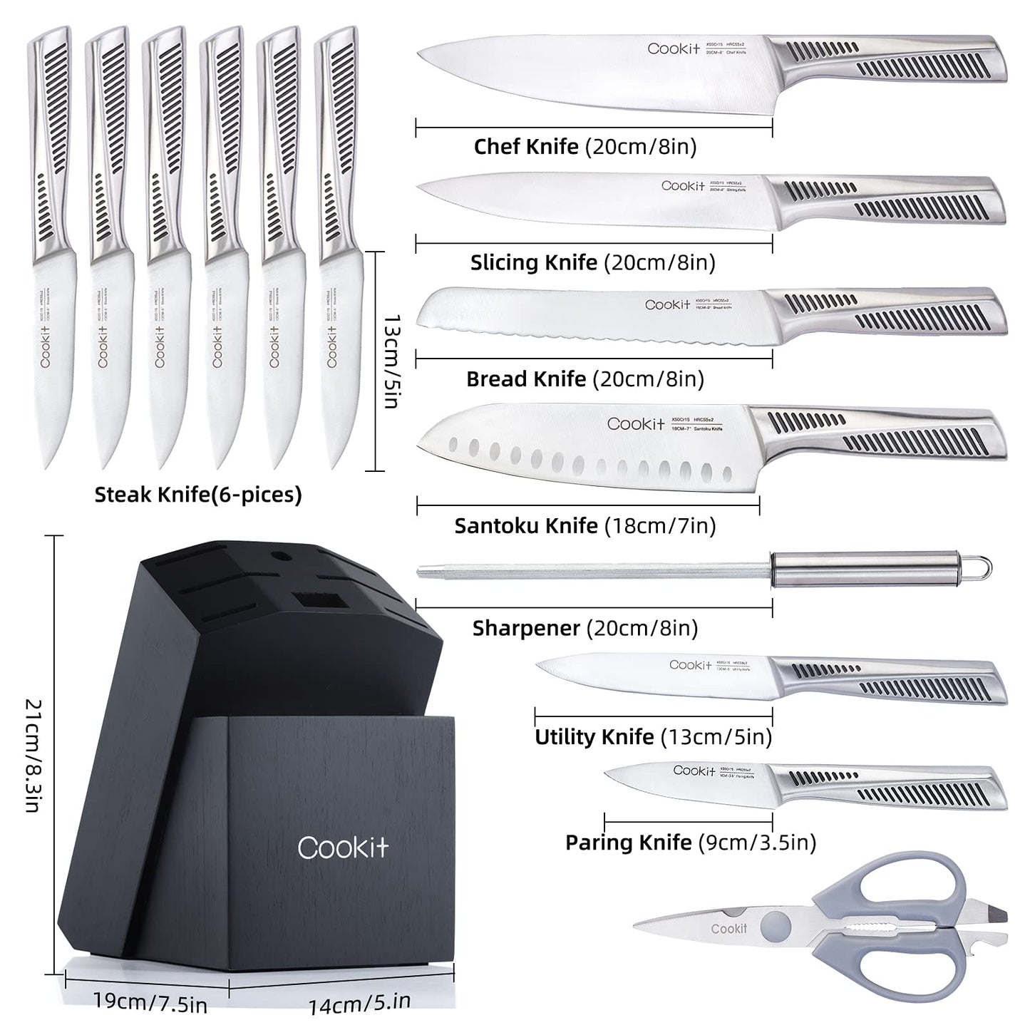 Kitchen Knife Set 15 Pieces